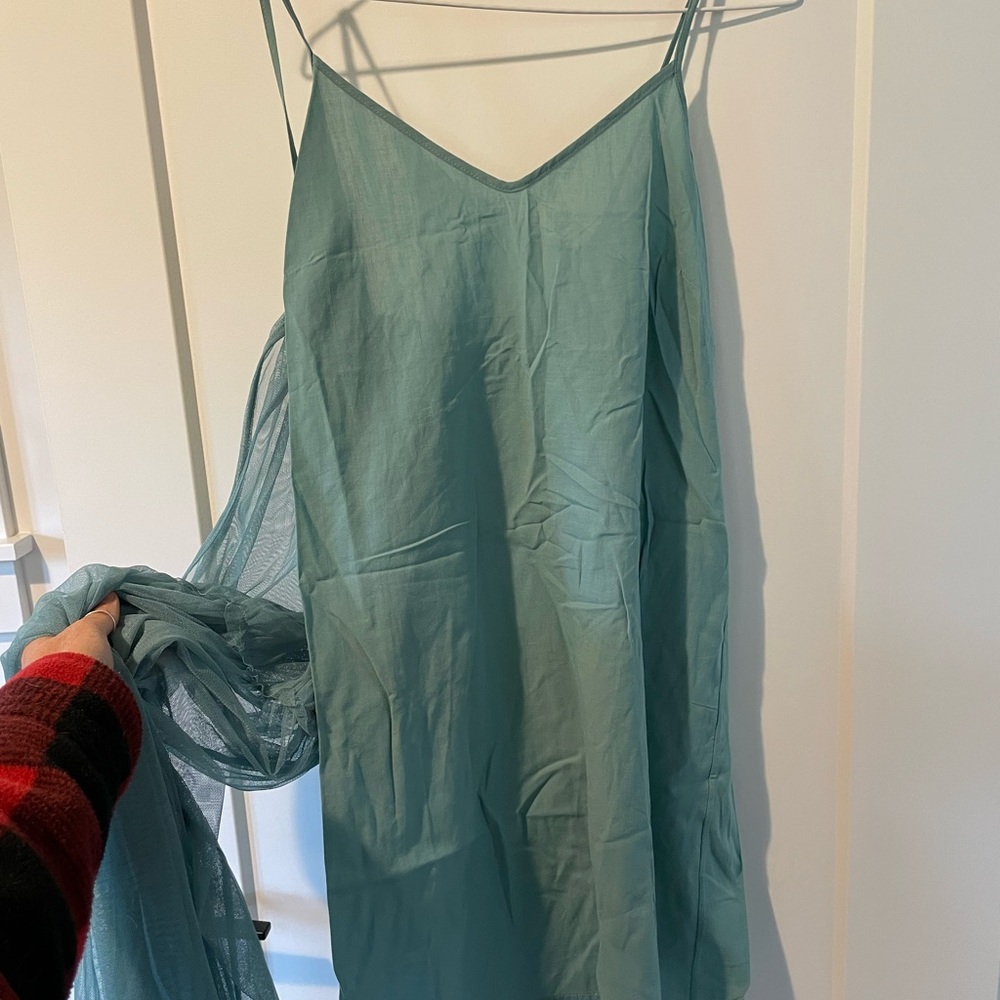 Size 8 / Topshop Turquoise Tulle Slip Dress - Picture 6 of 7